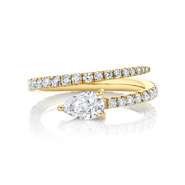 anita ko TWO ROW DIAMOND COIL RING WITH PEAR DIAMOND