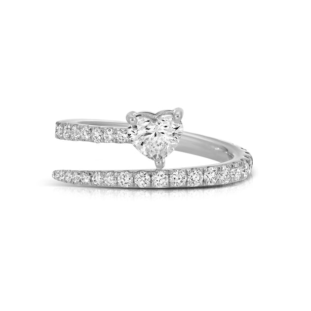 Anita Ko TWO ROW PAVE COIL RING WITH HEART DIAMOND POINT