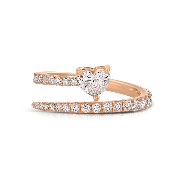 Anita Ko TWO ROW PAVE COIL RING WITH HEART DIAMOND POINT