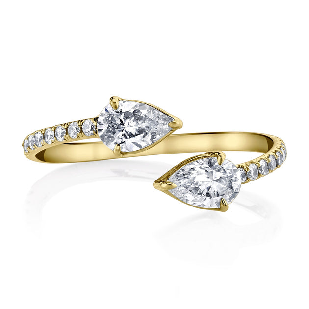 Anita Ko TWO STONE DIAMOND CLAW RING WITH PAVE BAND