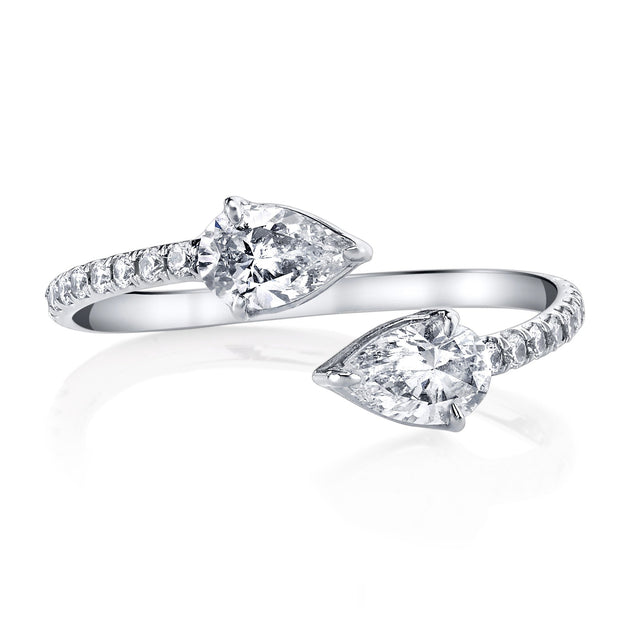 Anita Ko TWO STONE DIAMOND CLAW RING WITH PAVE BAND