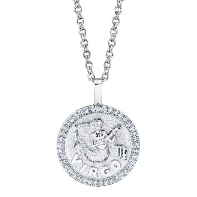 Anita Ko VIRGO ZODIAC COIN PENDANT WITH DIAMOND FRAME