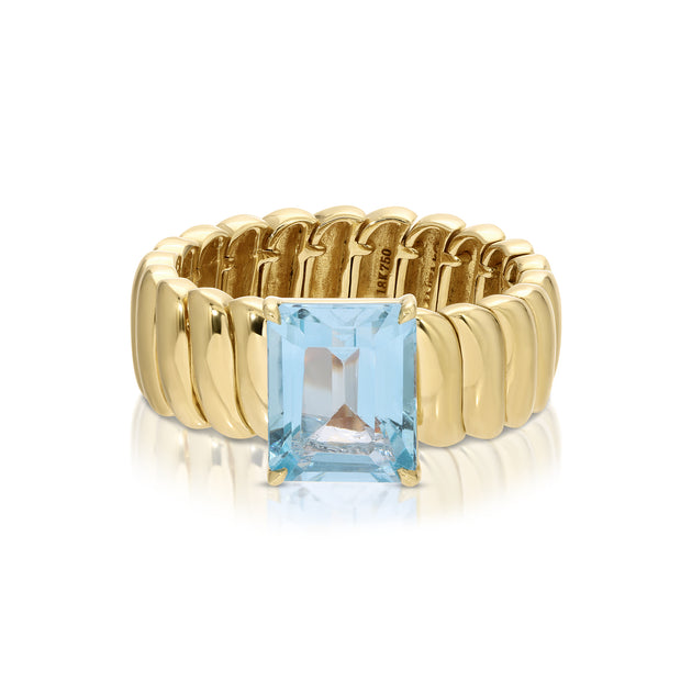 anita ko ZOE RING WITH BLUE TOPAZ EMERALD CUT CENTER