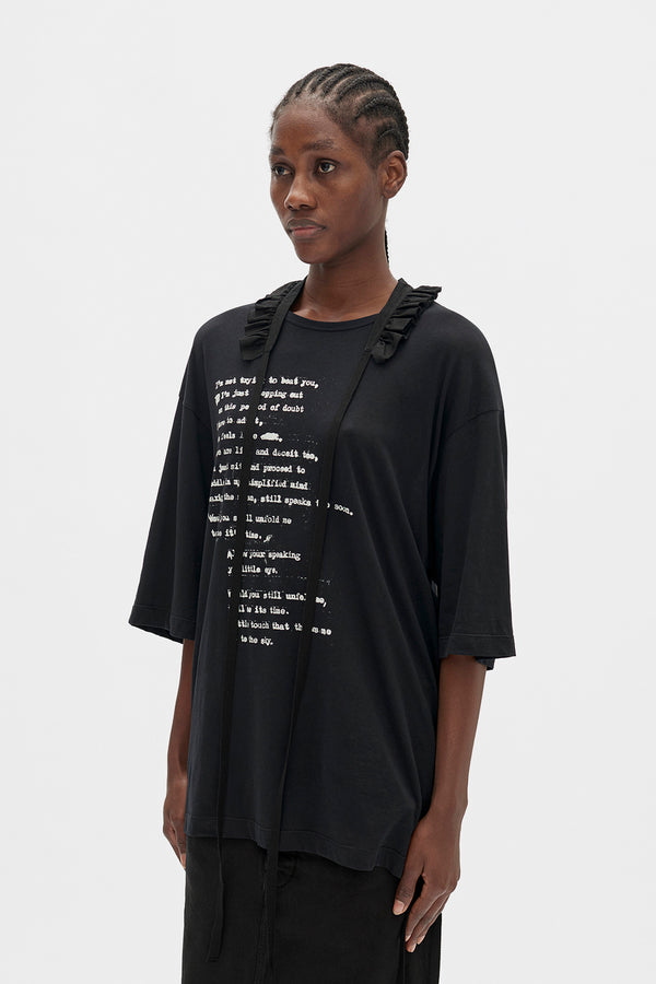 Ann Demeulemeester Agapi Printed High Comfort T-Shirt With Detachable Collar