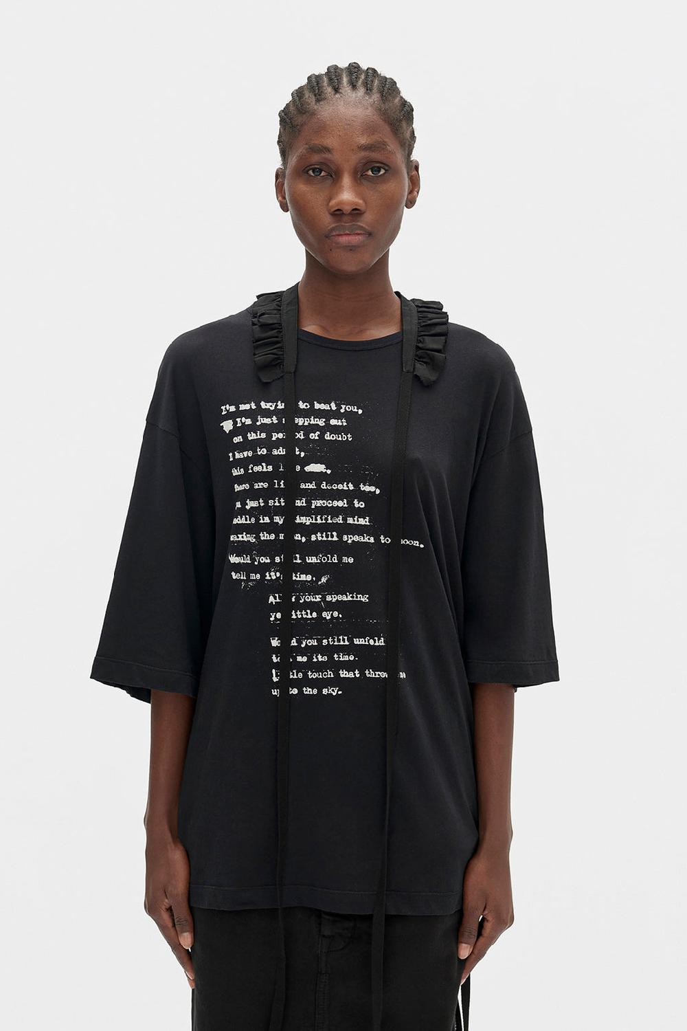 ann demeulemeester Agapi Printed High Comfort T-Shirt with Detachable Collar