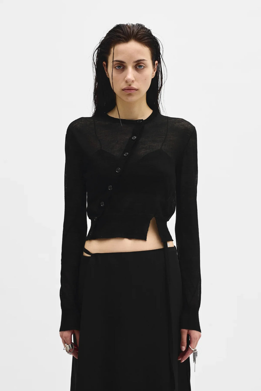 ann demeulemeester Magga Cropped Twisted Cardigan