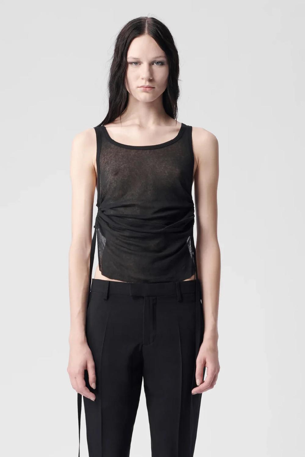 ann demeulemeester Mara Wrinkled Cropped Tank Top