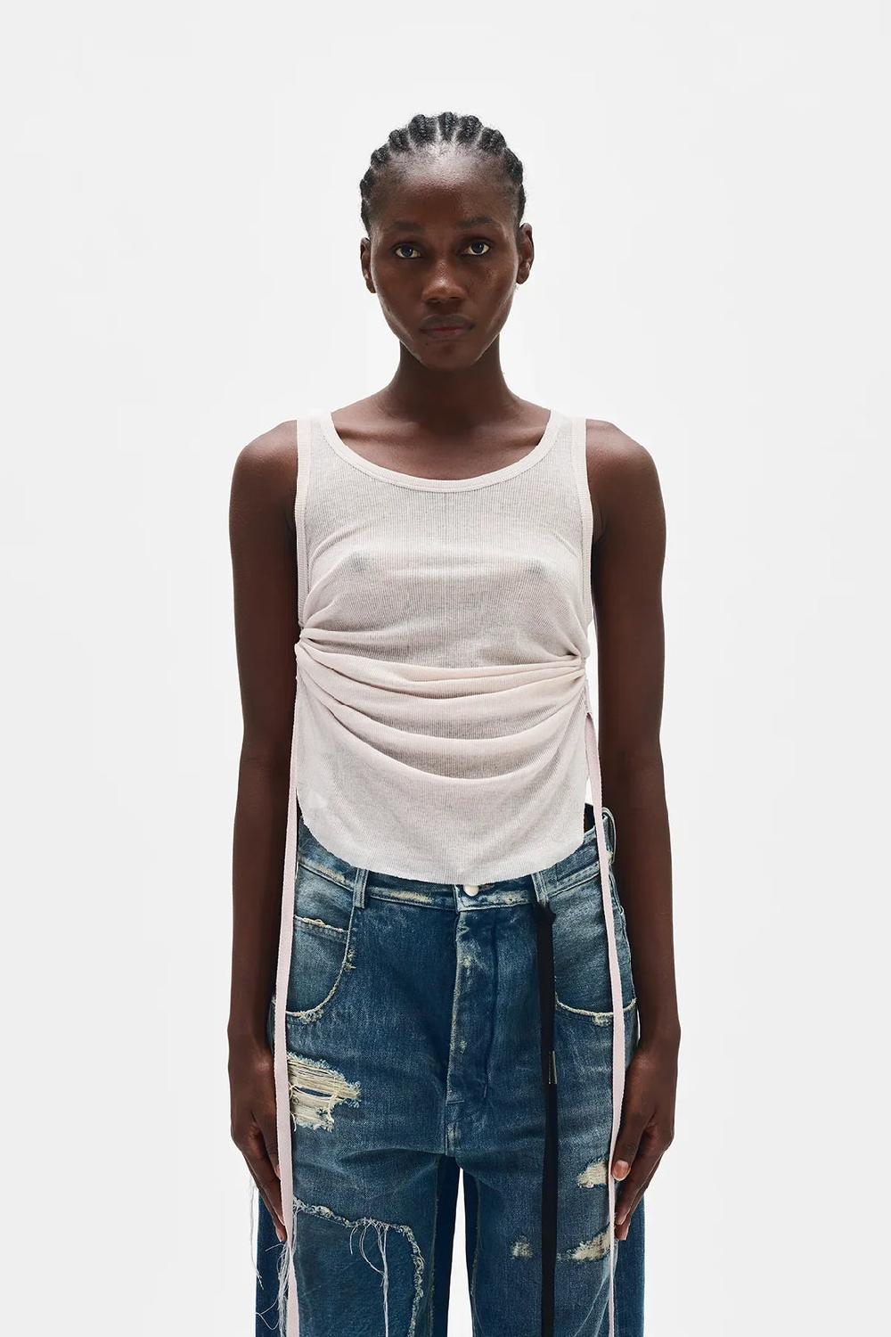 ann demeulemeester Mara Wrinkled Cropped Tank Top