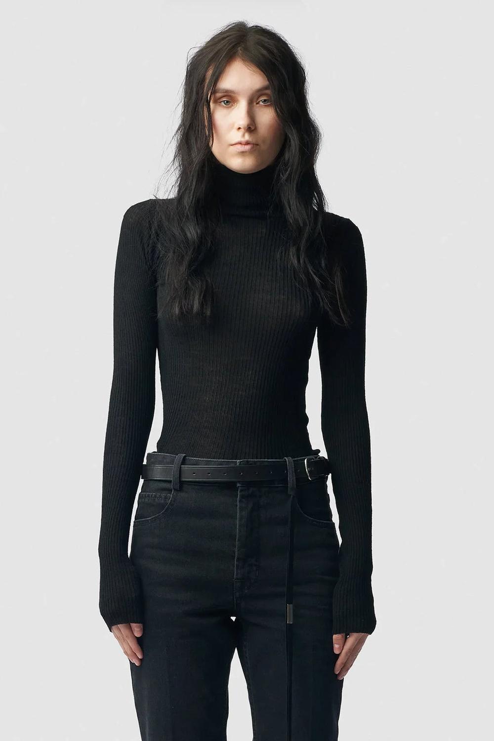 ann demeulemeester Marlena Rib High Neck Sweater