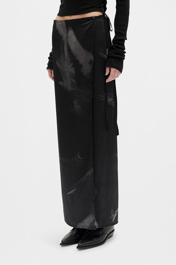 Ann Demeulemeester Oku Printed Long Wrap Skirt