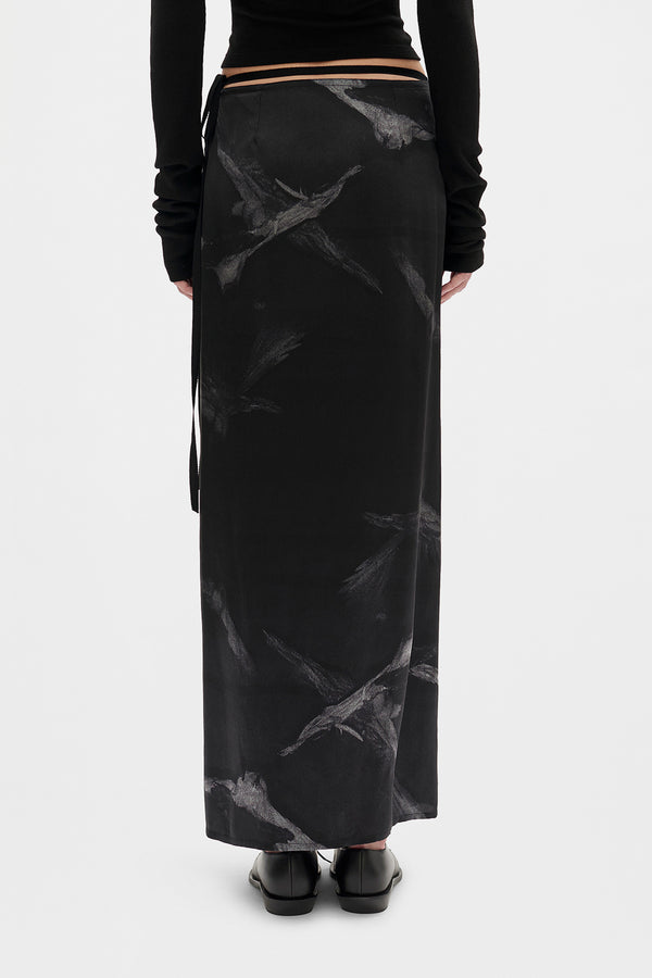 Ann Demeulemeester Oku Printed Long Wrap Skirt