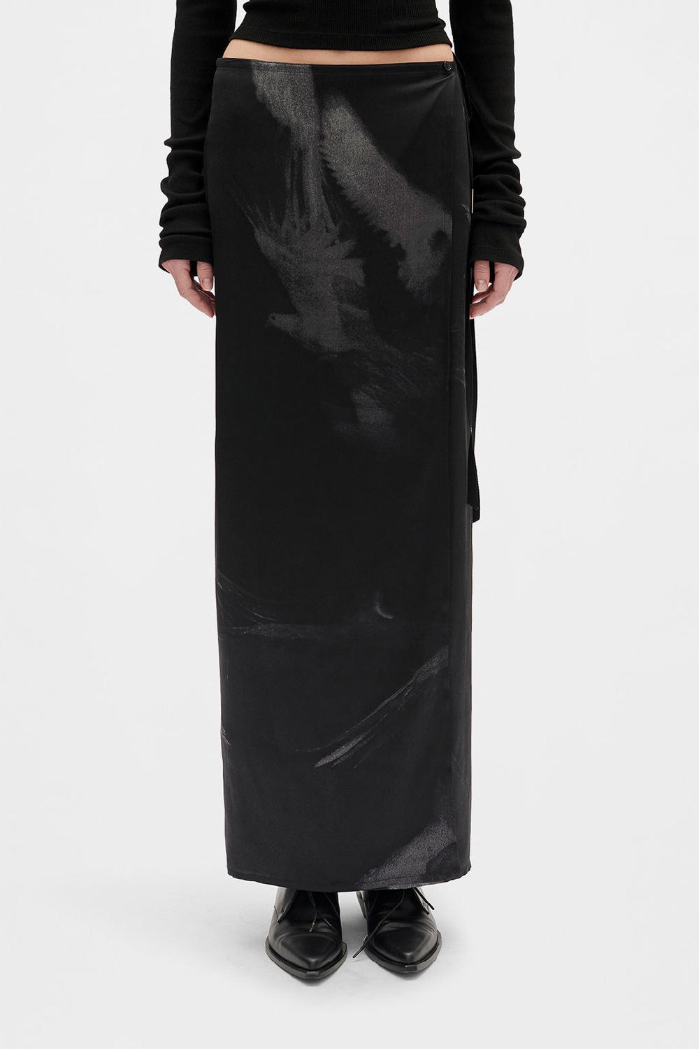 ann demeulemeester Oku Printed Long Wrap Skirt