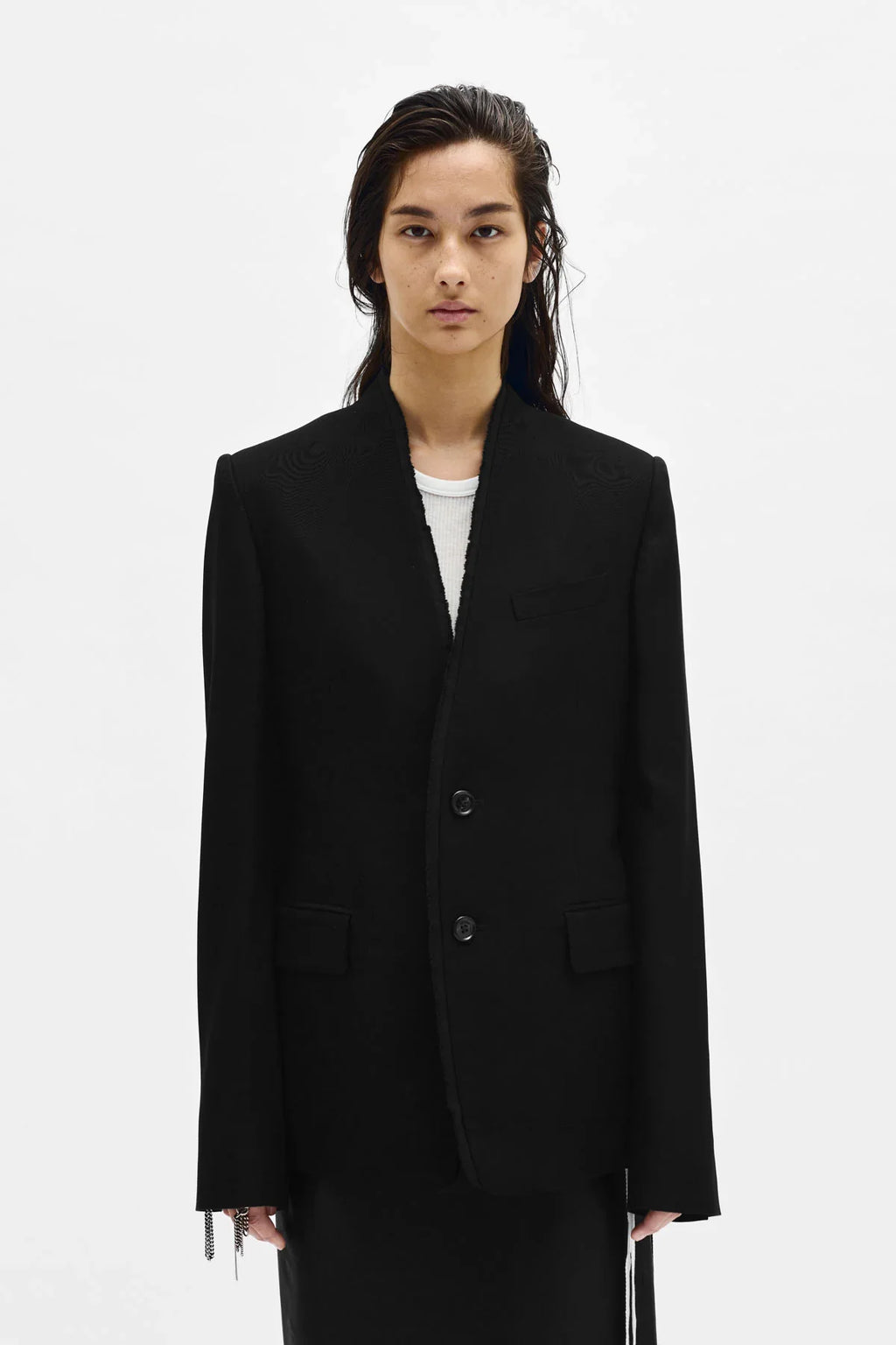 ann demeulemeester Sady Collarless Fitted Jacket