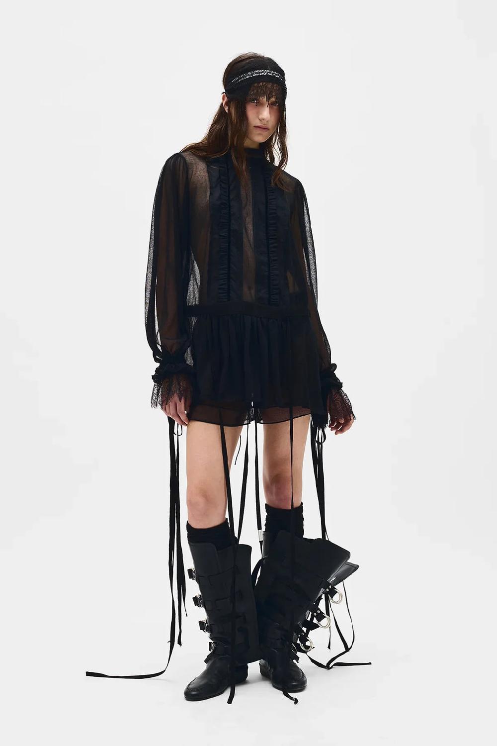 ann demeulemeester Tanit Turtleneck Mini Dress