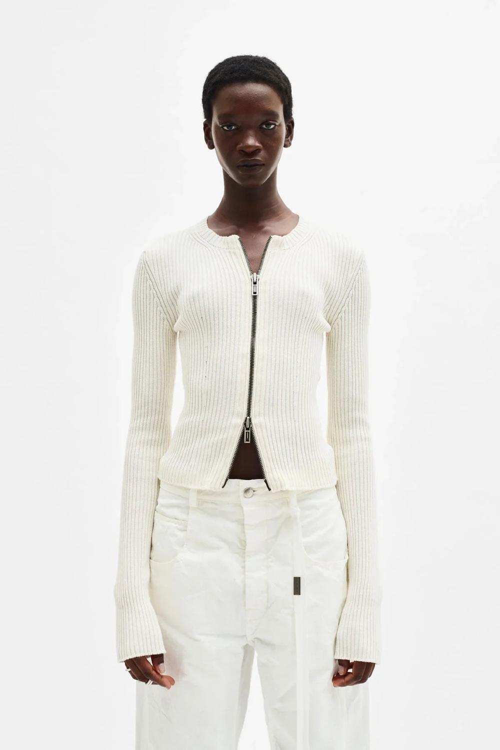 ann demeulemeester Terna Cropped Zip-Up Cardigan