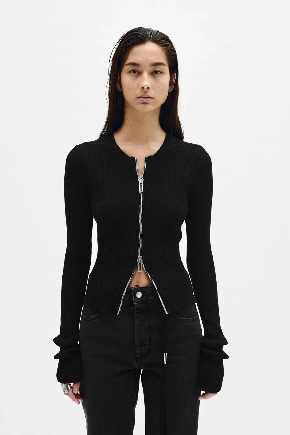 ann demeulemeester Terna Cropped Zip-Up Cardigan