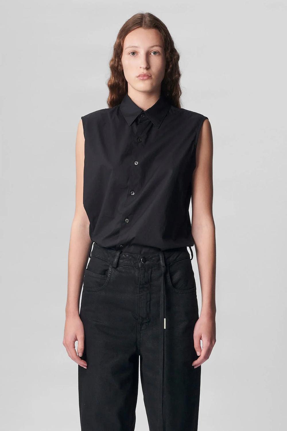 ann demeulemeester Desiree Sleeveless Cropped Standard Shirt