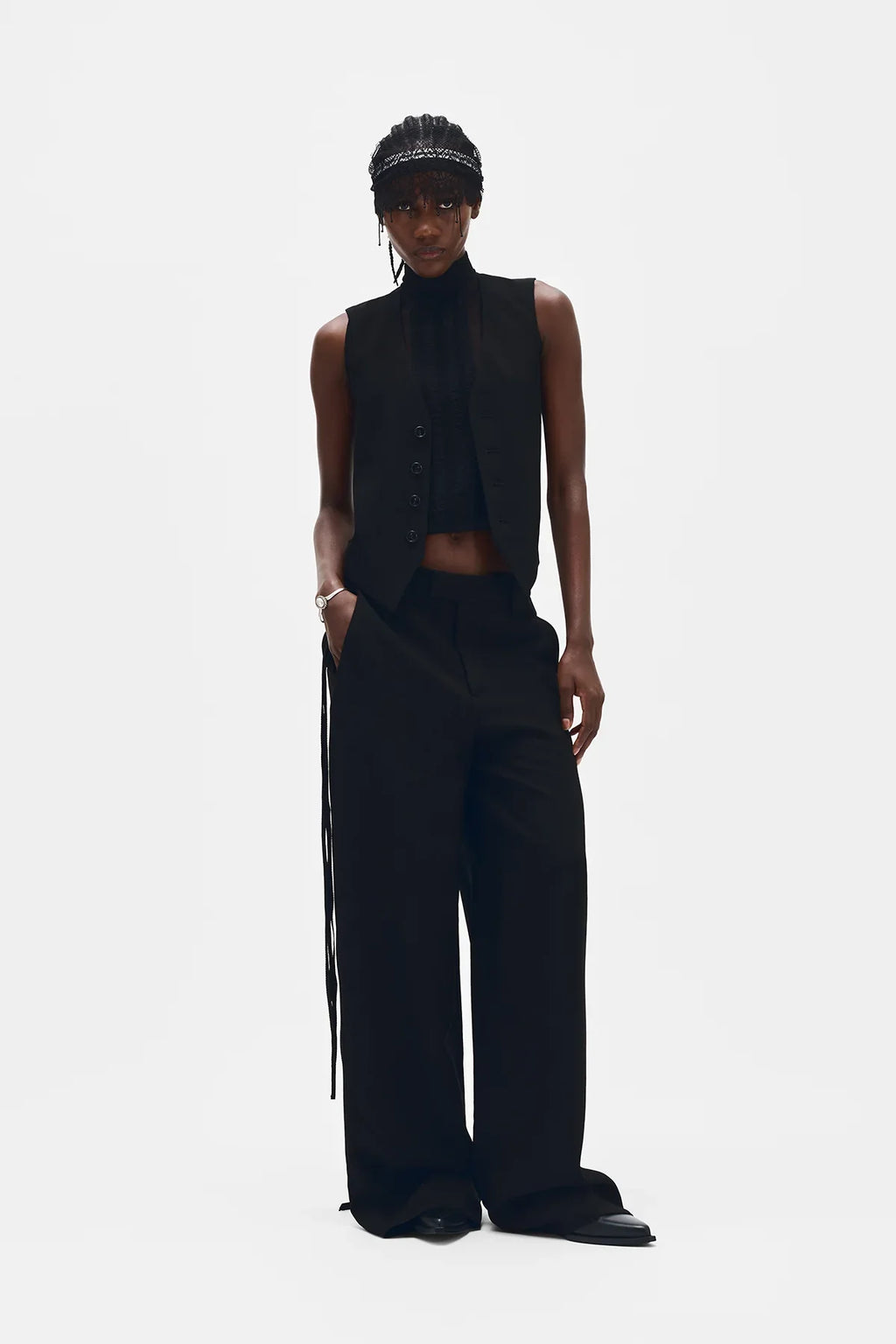 ann demeulemeester Elfi Wide Leg Trousers in Viscose Calico