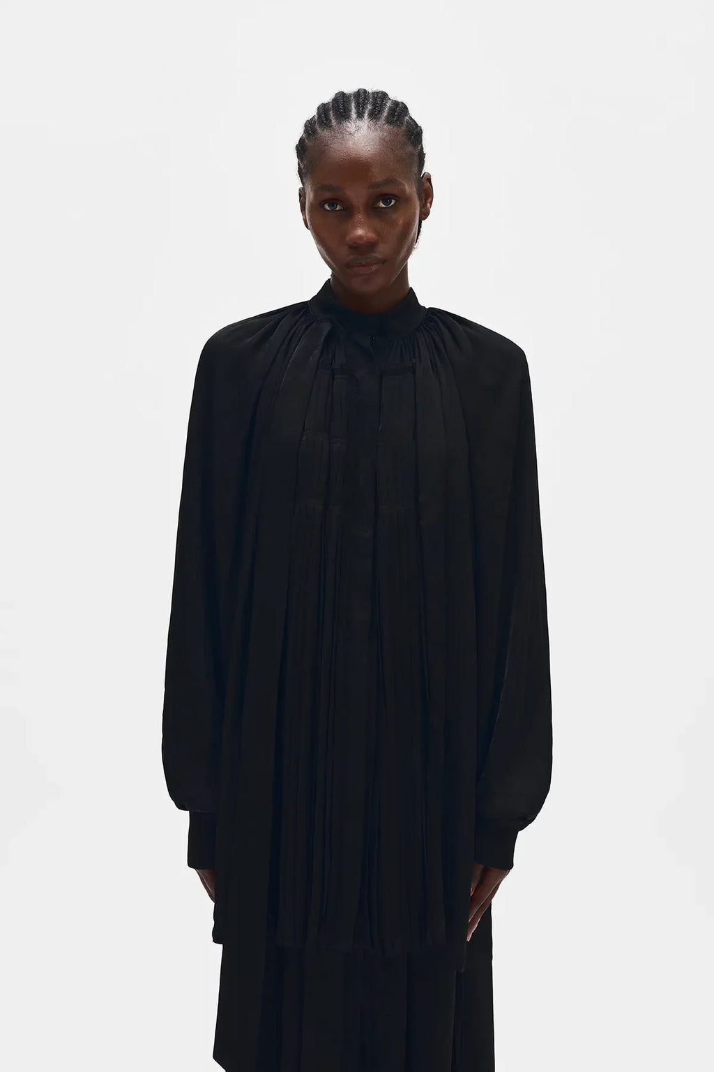 ann demeulemeester Likki Comfort Pleated Shirt With Detachable Foulard
