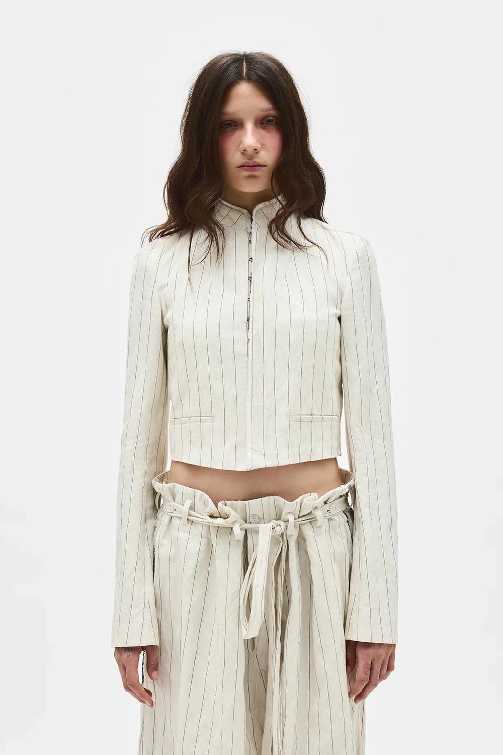 ann demeulemeester Mami Cropped Stand Collar Blouson