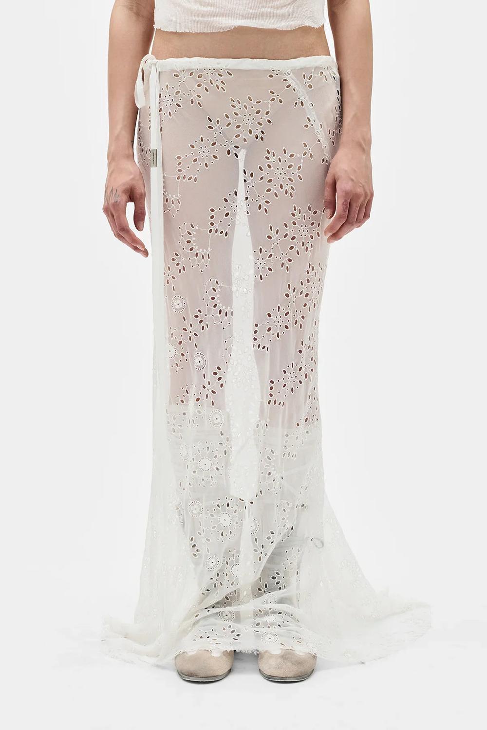 ann demeulemeester Sheila Long Bias Embroidered Skirt