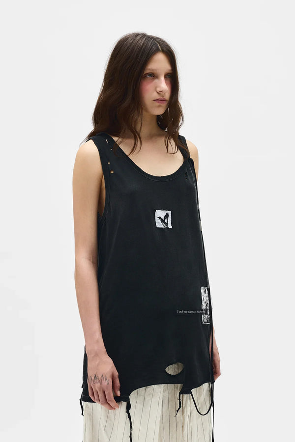 Ann Demeulemeester Zina Standard Tank Top With Printed Patch