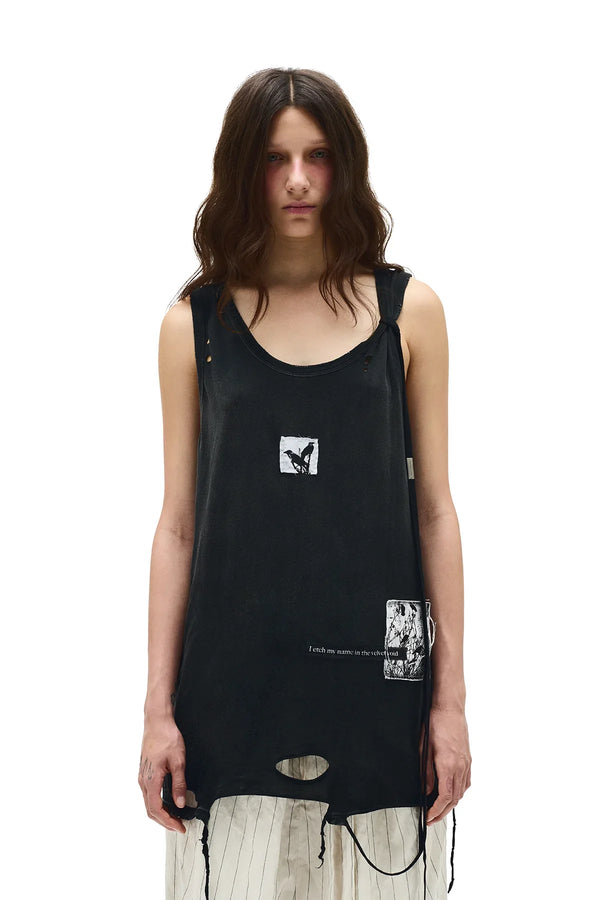 Ann Demeulemeester Zina Standard Tank Top With Printed Patch