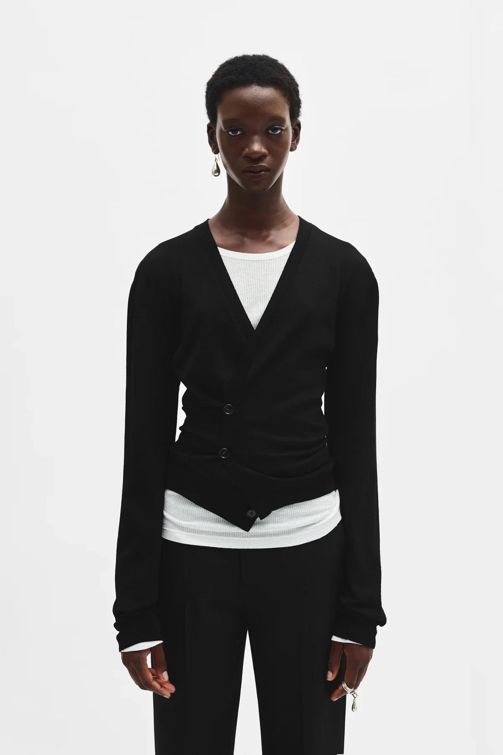 ann demeulemeester Zofia Asymmetric Spliced Cardigan