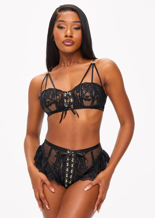 ann summers Boudoir Tease Crotchless Set Black