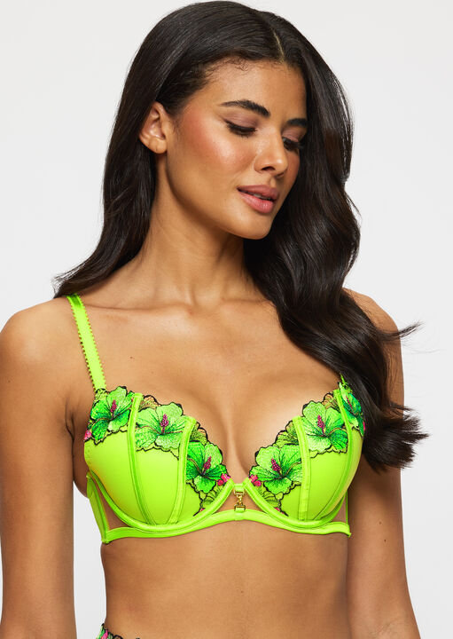 ann summers Caged Hibiscus Padded Plunge Bra Lime