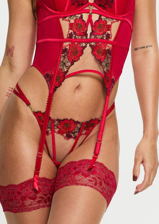 Ann Summers Caged Rose Padded Basque Red