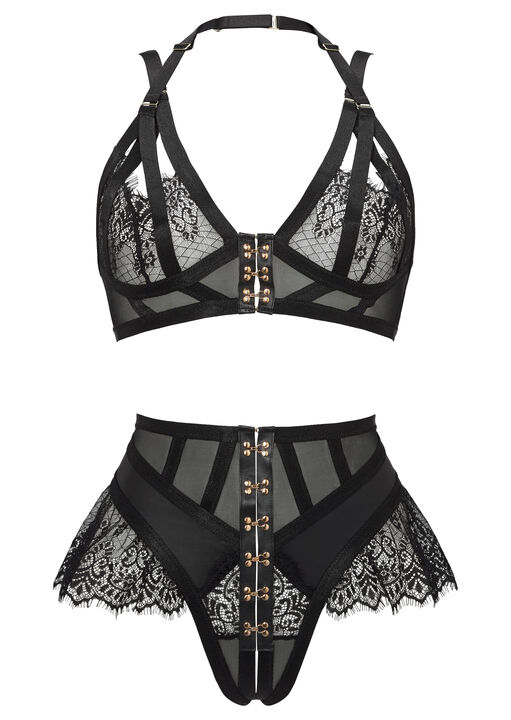 Ann Summers Exuberant Crotchless Set Black