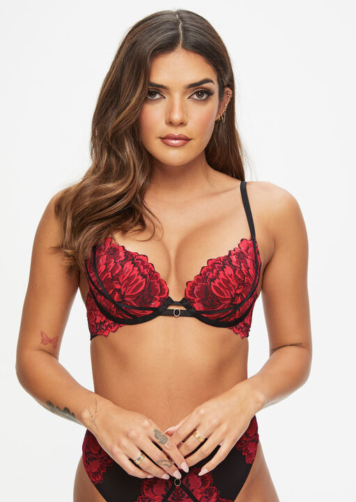 ann summers Nightfall Padded Plunge Bra Black/Red
