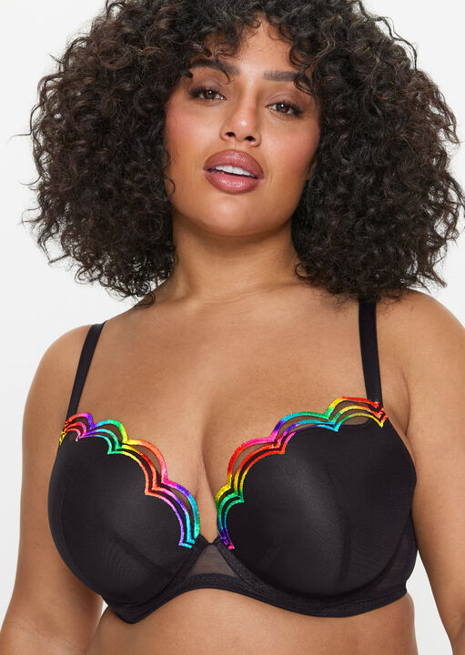 Ann Summers Rainbow Padded Plunge Bra Black