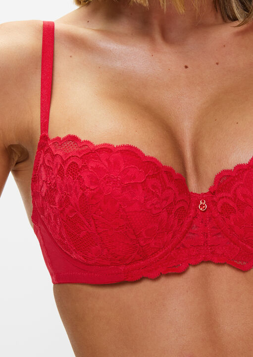 Ann Summers Sexy Lace Padded Balcony Bra Red