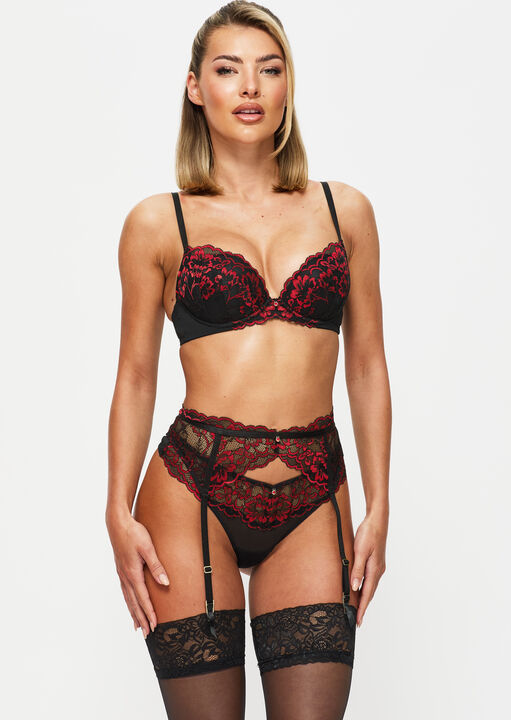 Ann Summers Sexy Lace Padded Plunge Bra Black/Red