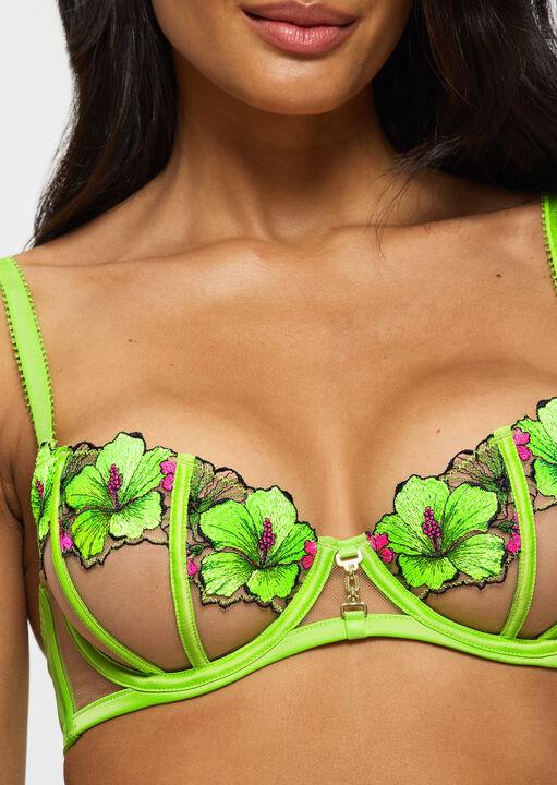 Ann Summers Caged Hibiscus Non Padded Balcony Bra Lime