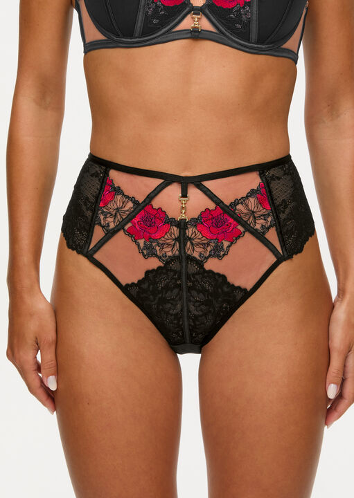 ann summers Caged Rose High Waist Brazilian Black/Red