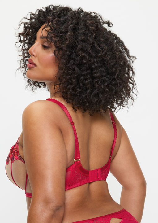Ann Summers Caged Rose Non Padded Fuller Bust Balcony Bra Red