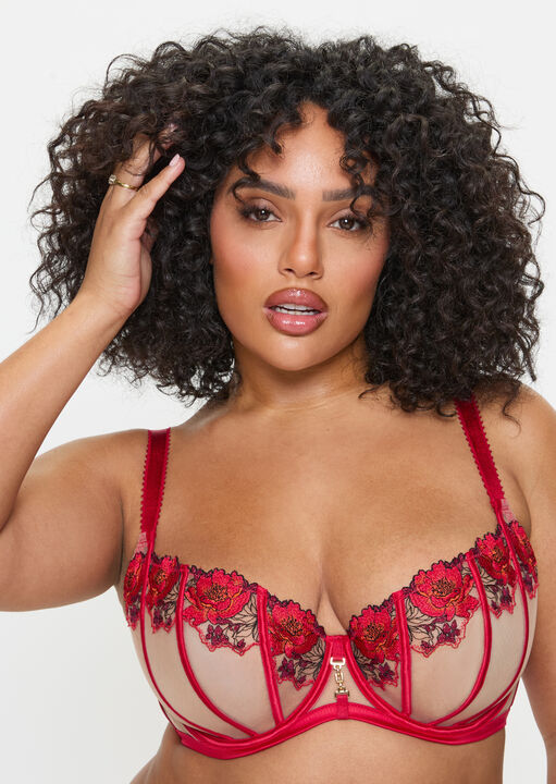 ann summers Caged Rose Non Padded Fuller Bust Balcony Bra Red