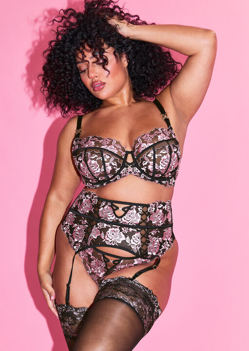 Ann Summers Endless Attraction Fuller Bust Non-Padded Plunge Bra Black/Pink