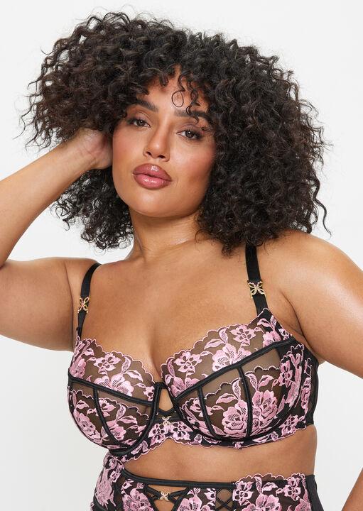 Ann Summers Endless Attraction Fuller Bust Non-Padded Plunge Bra Black/Pink