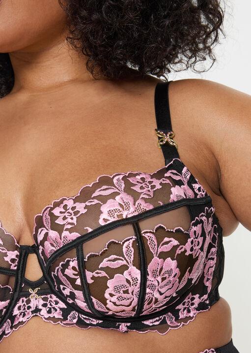 Ann Summers Endless Attraction Fuller Bust Non-Padded Plunge Bra Black/Pink