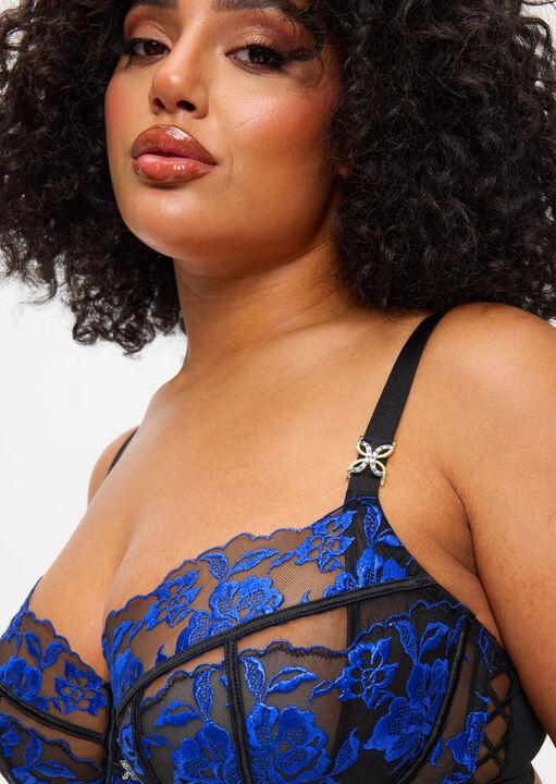 Ann Summers Endless Attraction Fuller Bust Non-Padded Plunge Bra Black/Blue