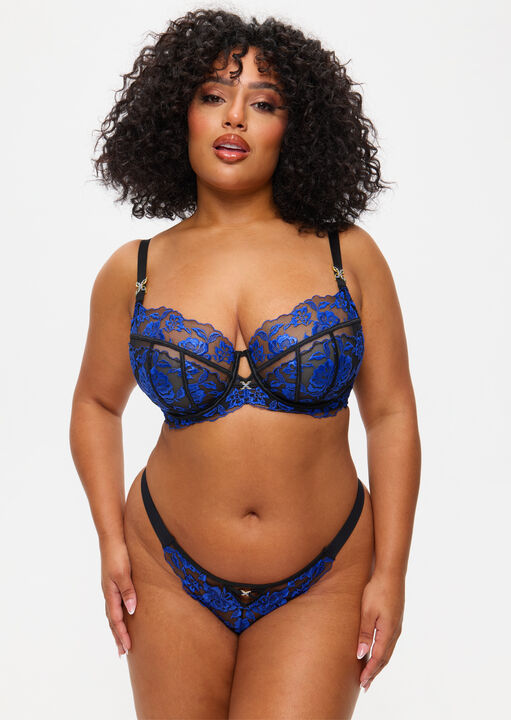 Ann Summers Endless Attraction Fuller Bust Non-Padded Plunge Bra Black/Blue