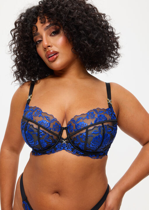ann summers Endless Attraction Fuller Bust Non-Padded Plunge Bra Black/Blue