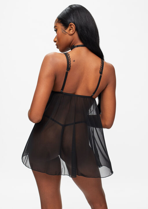 Ann Summers Loveable Touch Crotchless Babydoll Black