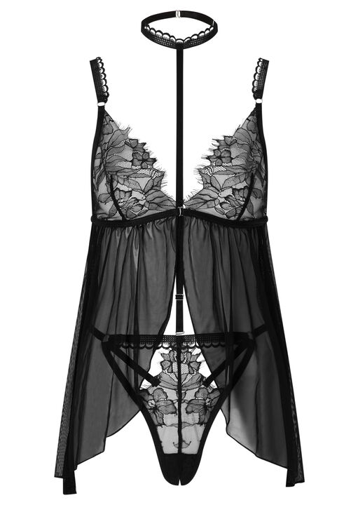 Ann Summers Loveable Touch Crotchless Babydoll Black