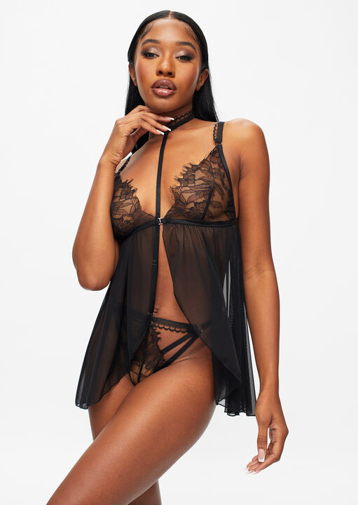 ann summers Loveable Touch Crotchless Babydoll Black