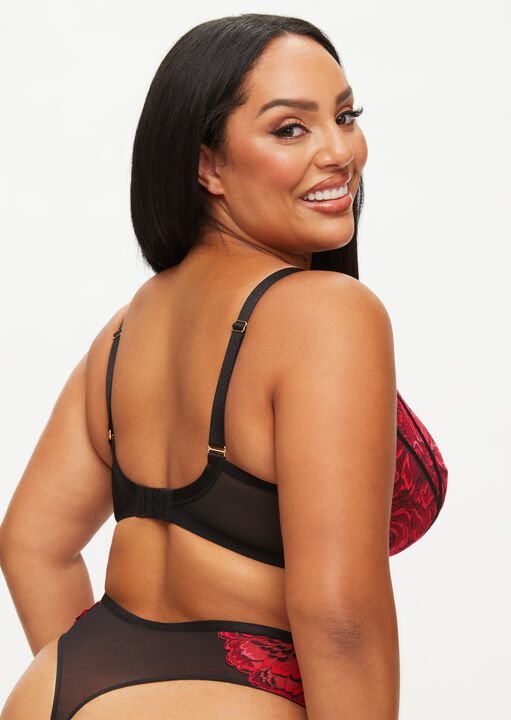 Ann Summers Nightfall Fuller Bust Padded Plunge Bra Black/Red